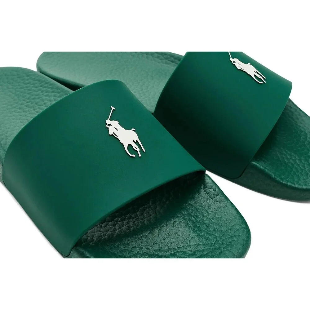 Polo Ralph Lauren Signature Pony Slides Green/White Mens Sz 13 - (809P07314-002)